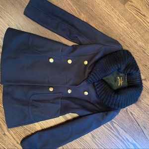 Anglomania wool-blend peacoat with gold buttons.